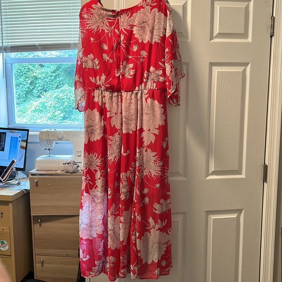 Lane bryant chrysanthemum print maxi dress red 16 - Picture 2 of 4